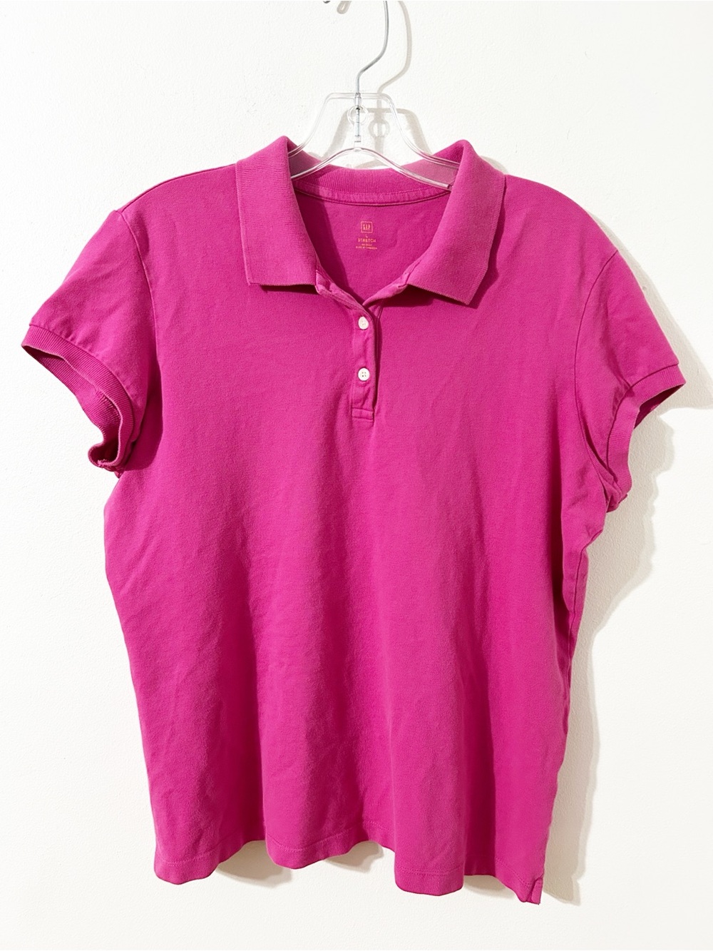 Vintage Gap Classic Stretch Polo Shirt Hot Pink Short Sleeve Cotton Blend Preppy